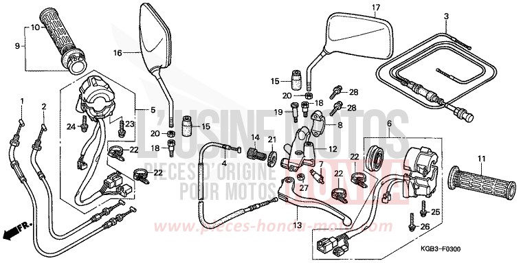 HEBELGRIFF/SCHALTER/KABEL von Shadow VT125C CANDY GLORY RED-U (R101) von 1999